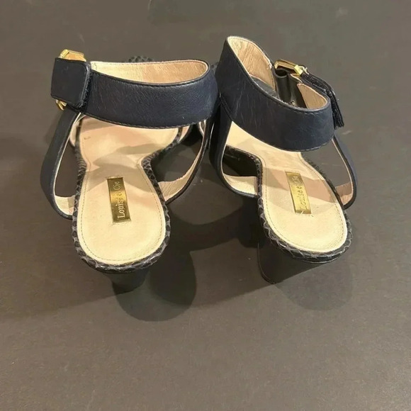 Louise et Cie Navy Blue Strappy Wedge Heel Sandals size 9 - Picture 4 of 11